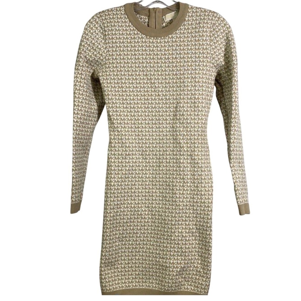Michael Kors Y2K Jacquard Monocram Preppy Streetwear Chic Bodycon Dress Size XS